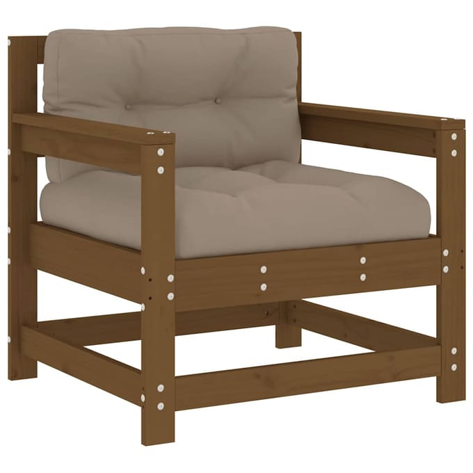 vidaXL - Tuinstoelen - 2 - st - met - kussens - massief - grenenhout - honingbruin