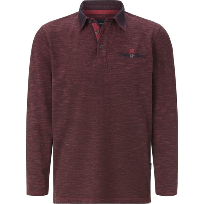 Babista herren Poloshirt Met Lange Mouwen - 48/50 - donkerrood - Plus Size