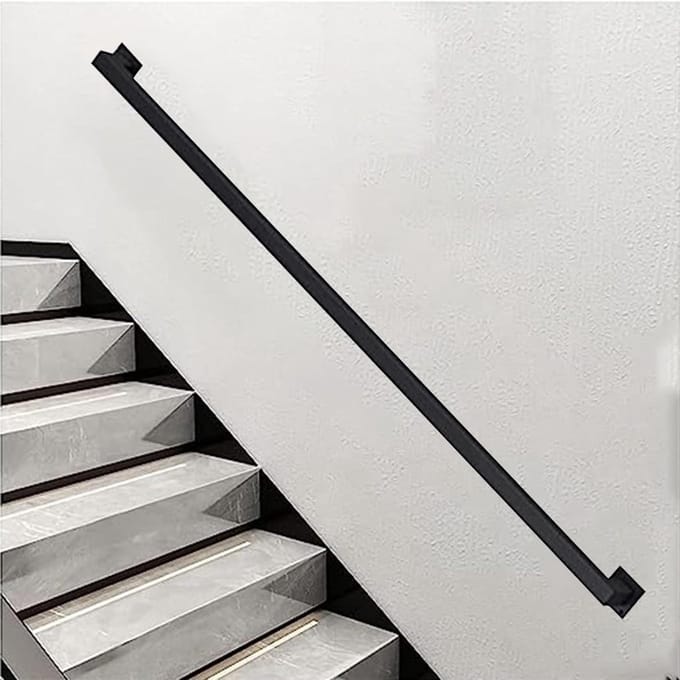 Trapleuning Set - Veiligheidshandgreep - Trap Lopen - Stevig Metaal - 80cm - Zwart