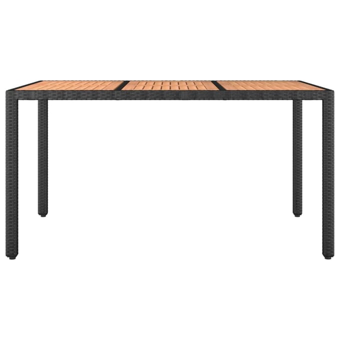 vidaXL - Tuintafel - met - houten - blad - poly - ratten - en - acaciahout - zwart