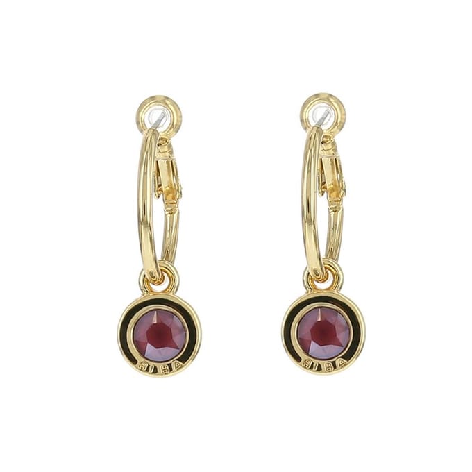 Biba Oorhangers Goud met gekleurde steen Groot Dark Red