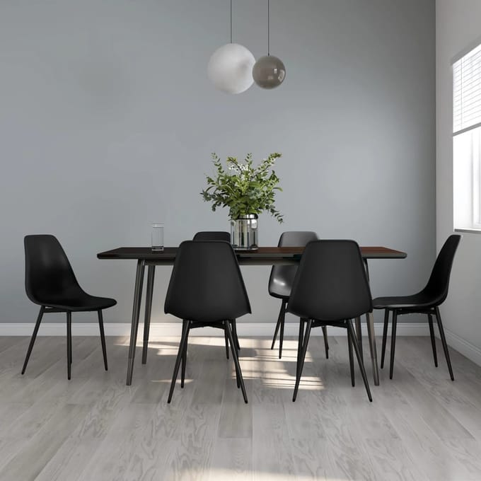 vidaXL - Eetkamerstoelen - 6 - st - PP - zwart