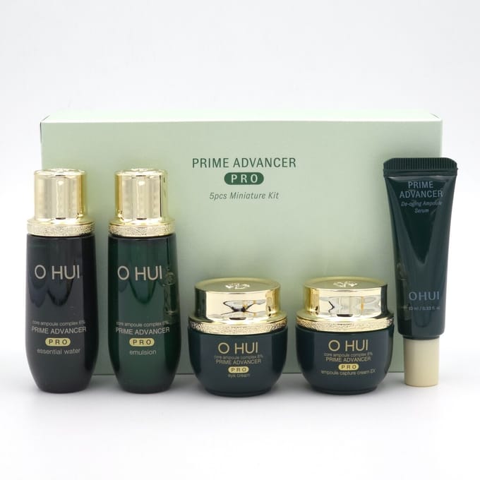 O HUI Prime Advancer De-aging 5 stuks Miniatuur Kit 5 items Koreaanse Luxe Merk Winkel gray