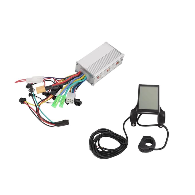 Kit contrôleur de moteur sans balais pour vélo électrique 24 36 48V 350W avec compteur d'affichage LCD vertical gray