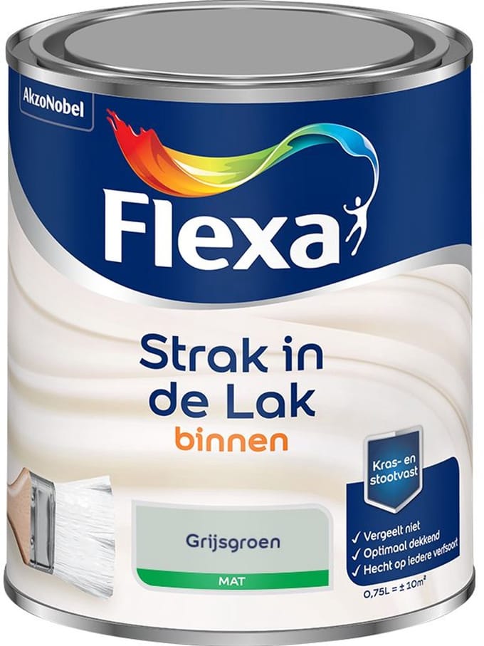 Flexa - Strak In De Lak Binnenlak Mat - Grijsgroen - Mengverf - 750 Ml