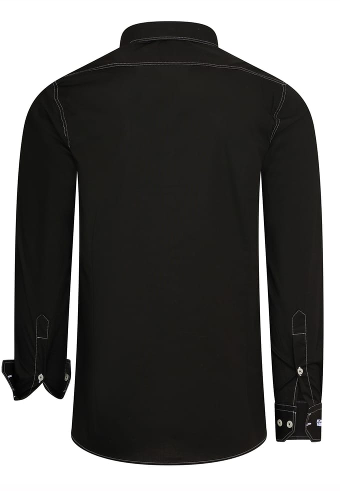 Slim fit overhemd met lange mouwen en contrasterende stiksels