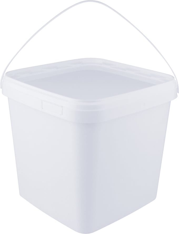 Emmer met deksel - 8,7 liter - vierkant - wit