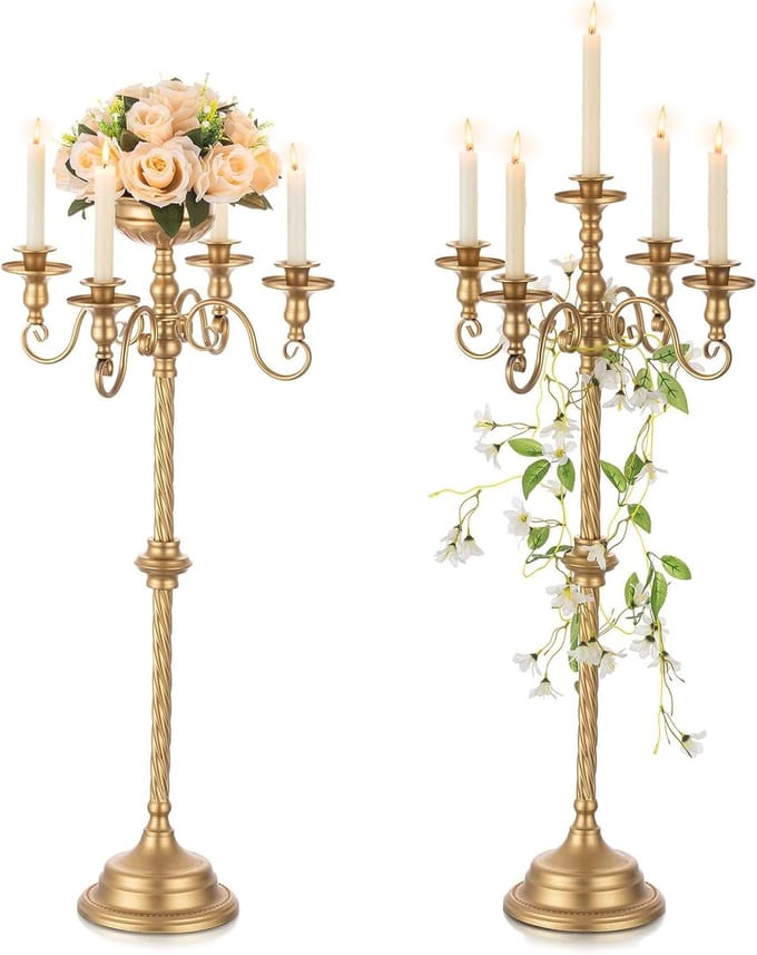Gouden Kandelaar 2 Stuks 85cm - Bruiloft Centerpieces & Decoratie Voor Thuis
