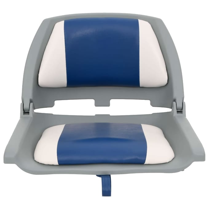 vidaXL - 4-delige - Bootstoelenset - met - blauw-witte - kussens - inklapbaar