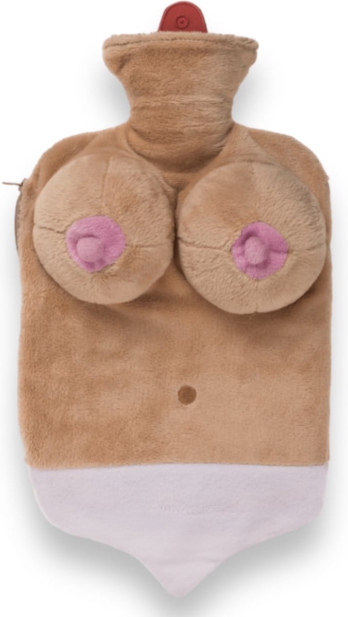 Warm Water Kruik Met Grappige Sexy Sleeve Met Borsten Wit