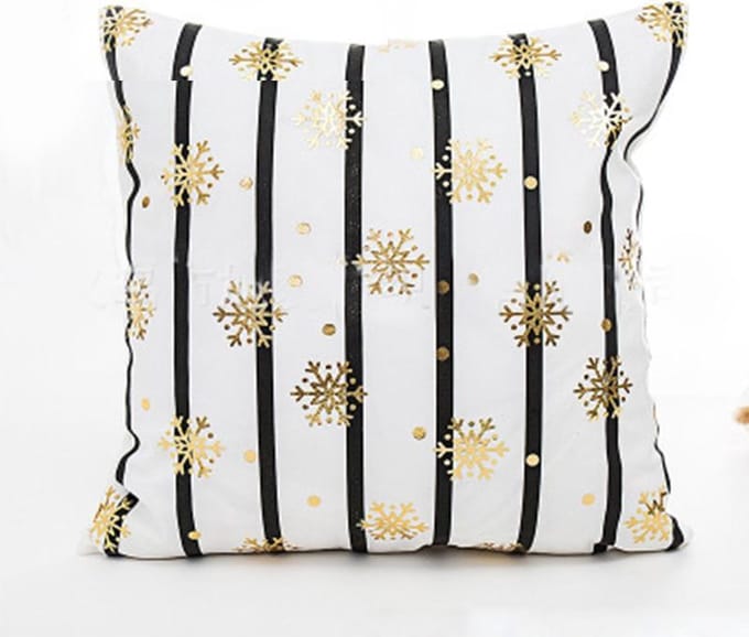 cadeau tip - Kerst kussenhoes - kerst kussen - wit met goude sneew
