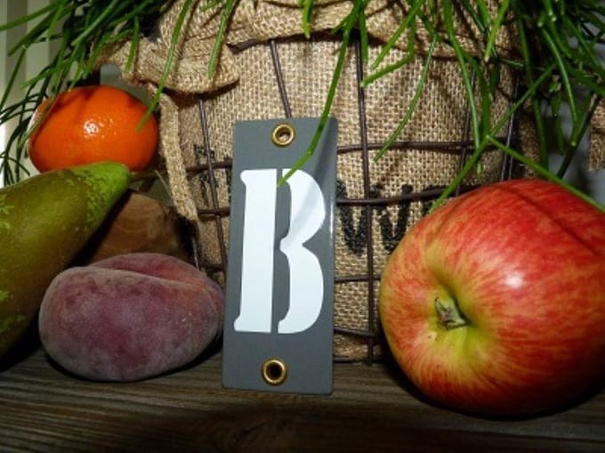 Emaille huisnummer grijs 4x10 Letter 'B'