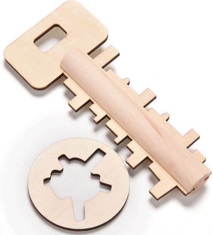 DW4Trading 3D Houten Puzzel Sleutel - 16x6 cm