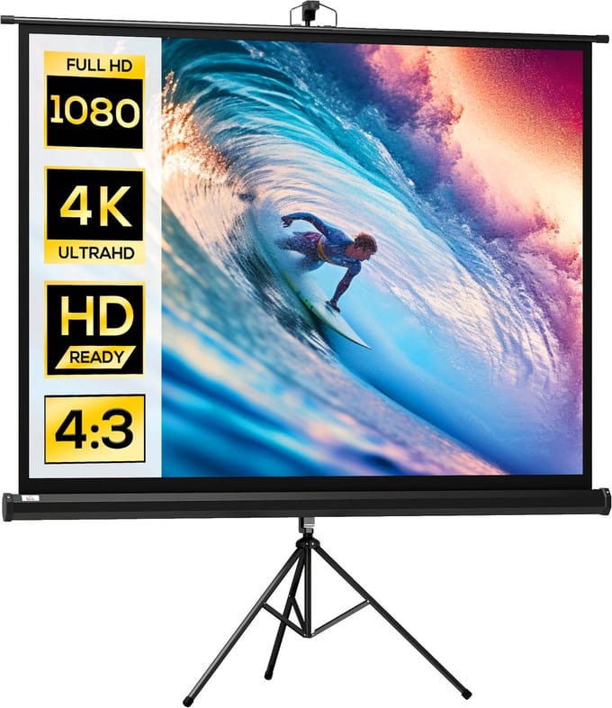 HOMCOM-Projectiescherm-Metaal-131x92x203cm-Zwart