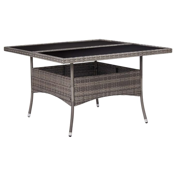 vidaXL - Tuintafel - poly - rattan - en - glas - grijs