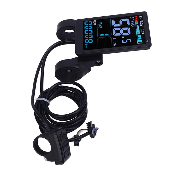 Écran LCD Couleur Rétroéclairé pour Trottinette Électrique Panneau LCD Écran pour Vélo Électrique Étanche Puissance Vitesse black