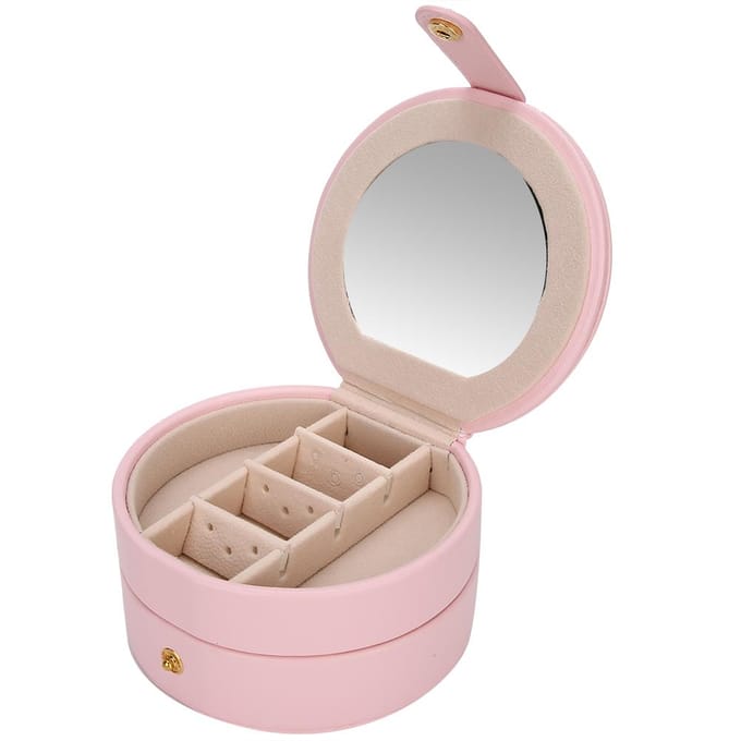 Sieradendoos PU Draagbaar Multifunctioneel Sieraden Ringen Oorbellen Opbergdoos Organizer(Roze ) white