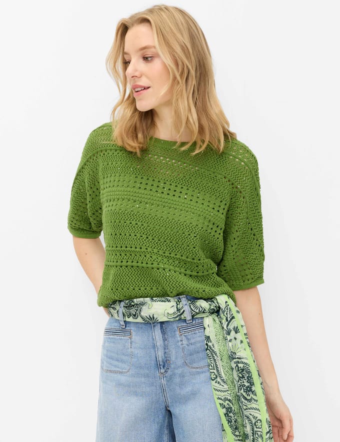 Brax Dames Trui  Style EMMA grass green, groen, maat 32