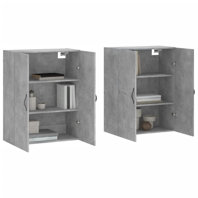 vidaXL - Hangkasten - 2 - st - bewerkt - hout - betongrijs