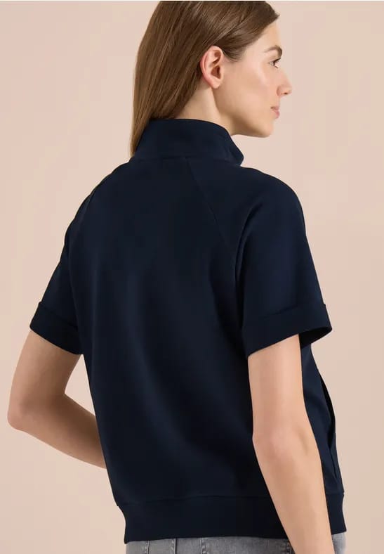 Sweaterjack met korte mouwen en ritssluiting