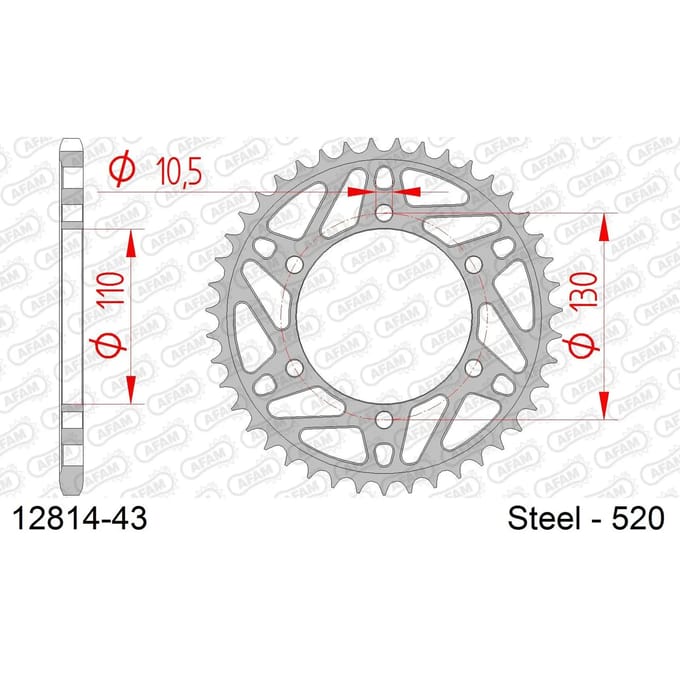 Stalen tandwiel Afam 520 43 dents