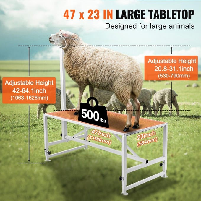Vee Standaard Geit Trim Stand 21 -33  Hoogte 47x23 in Tafelblad Wit