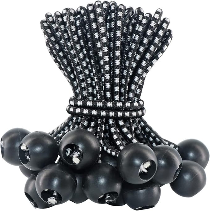 Elastisch touw - 50 stuks - met balletje - 15 cm - zwart