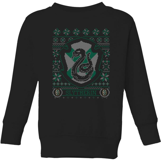 Harry Potter Slytherin Crest Kids' Christmas Sweatshirt - Black - 122/128 (7-8 jaar)