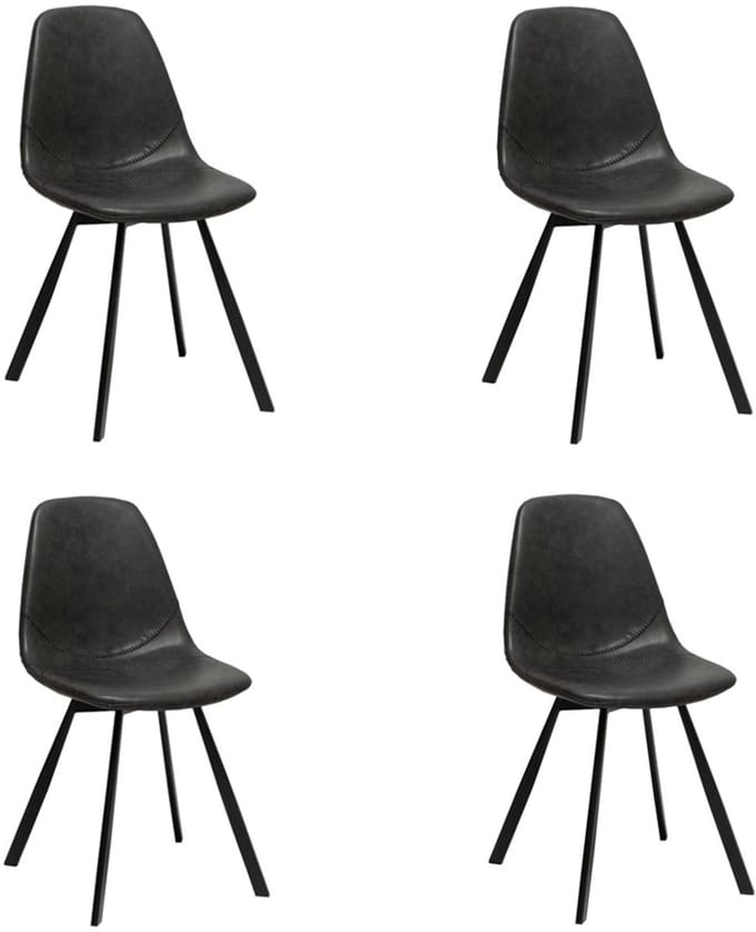 Bronx71® Industriële eetkamerstoel Logan antraciet eco-leer - Eetkamerstoelen set van 4 - stoel