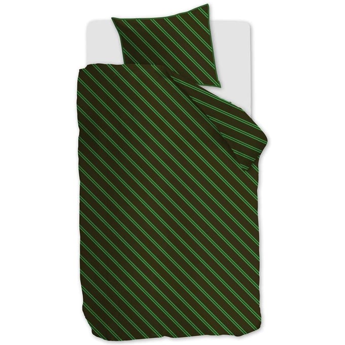 vtwonen Diagonal dekbedovertrek - Eenpersoons - 140x200/220 - Groen