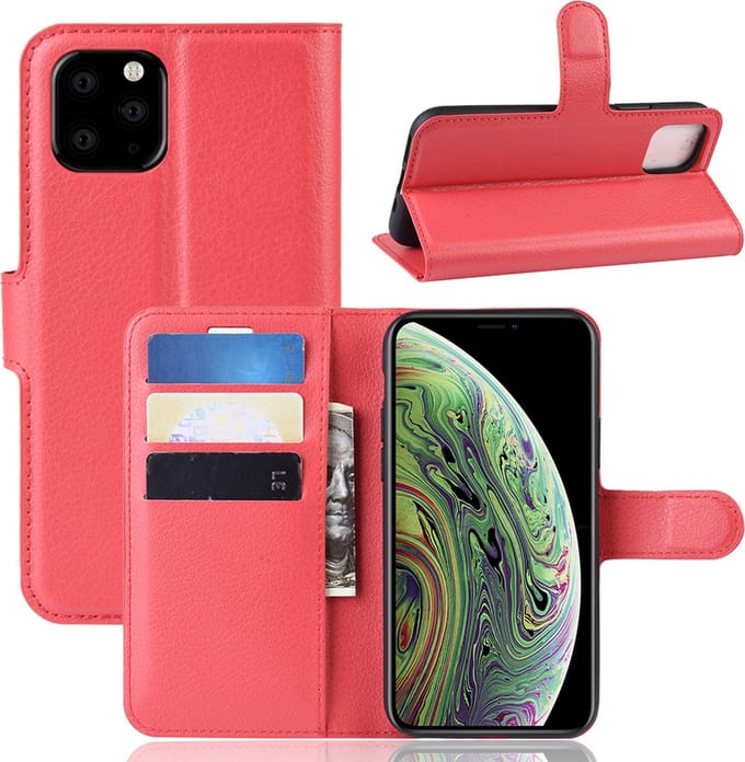 MobyDefend Hoesje - Geschikt voor iPhone 11 Pro - Kunstleren Wallet Book Case (Sluiting Voorkant) - Rood