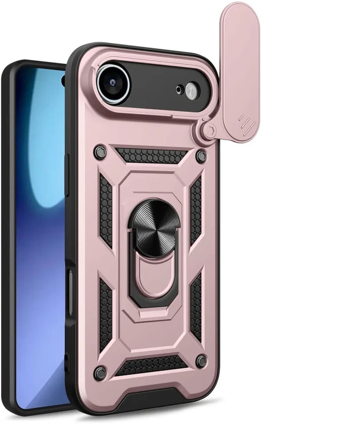 MobyDefend Hoesje - Geschikt voor iPhone Air - Pantsercase Met Draaibare Ring - Rosé