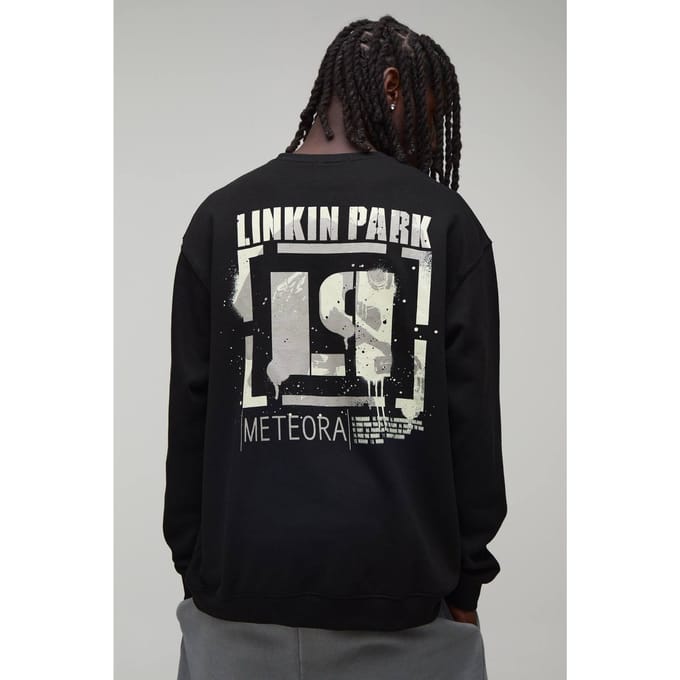Oversized Sweatshirt Met Linkin Park Licentie Print | Black | Size Large