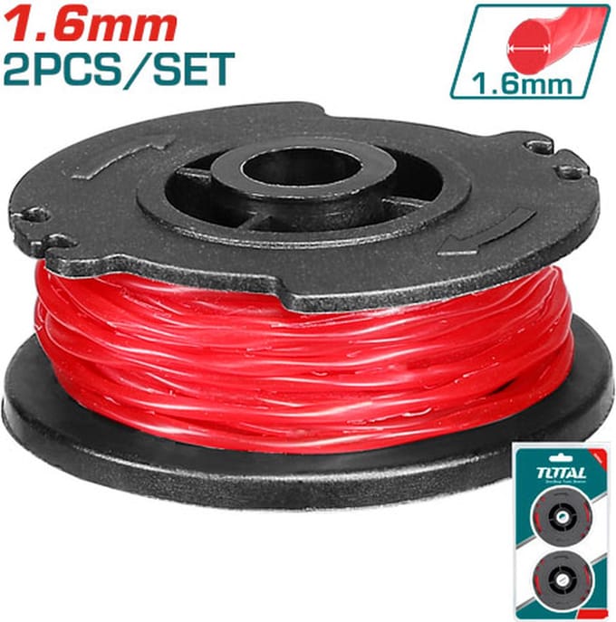 Total Tools draadspoel 1,6 mm – 5 m – 2 stuks – geschikt voor TGTLI20301 grastrimmer