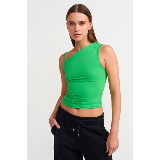 Mouwloze Crop Blouse met Asymmetrische Kraag