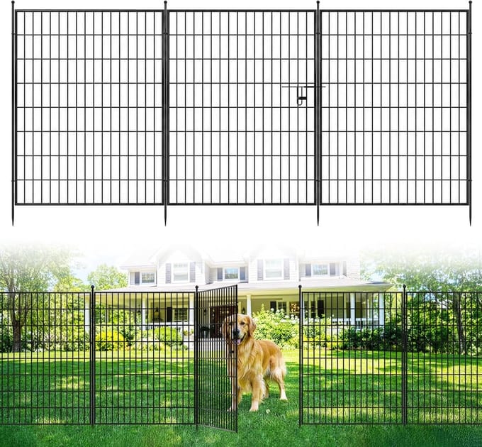 Metalen tuinscherm 5 x Dierbarrière, 101cm H, 360cm L