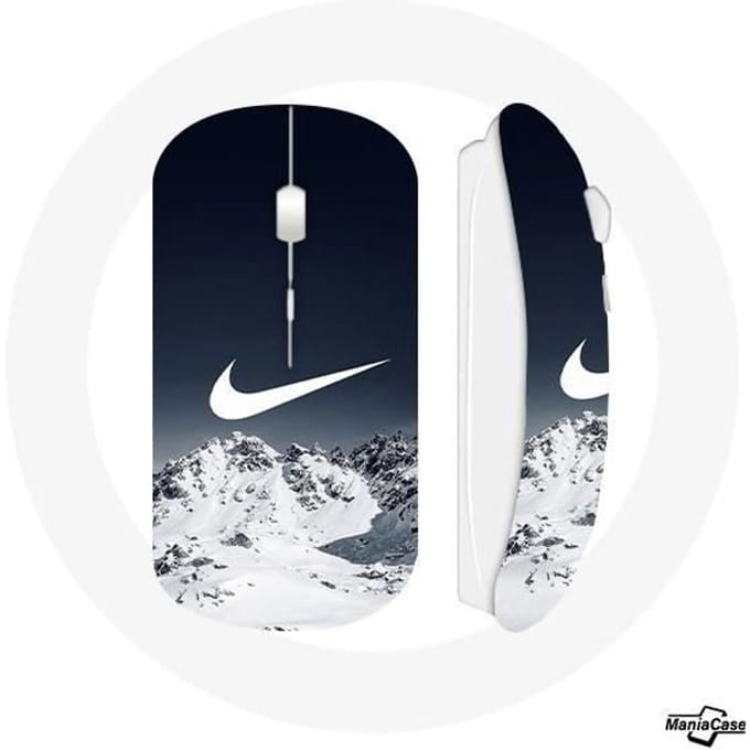 Souris Sans Fil - MANIACASE - Nike Logo - Blanc - Compatible Mac et PC - USB wifi