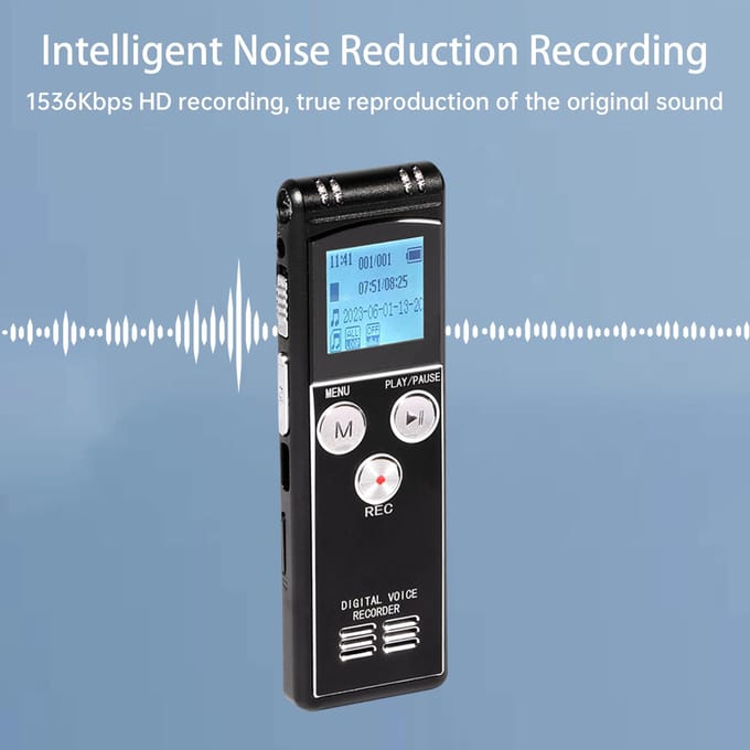 Digitale Voice Recorder 8+32G Geactiveerde Opname Afspelen MP3 Muziekspeler met Microfoon en Luidspreker zwart