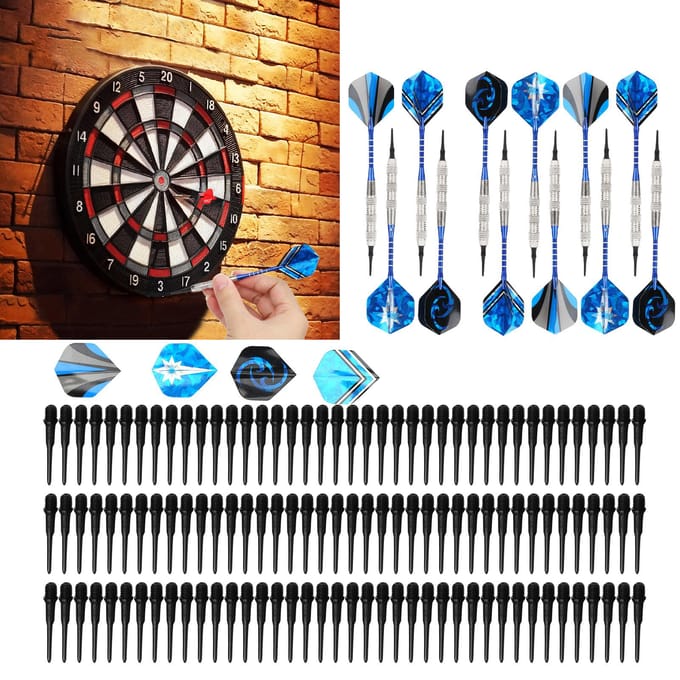 12 stuks Veiligheid Zachte Dart Set Aluminium Dart Rod Plastic Dart Tip Sport Uitrustingen blue