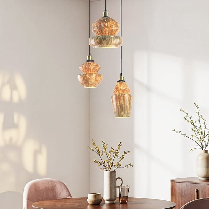 LumenXL 3-lichts hanglamp - marmer glas - Evelyn