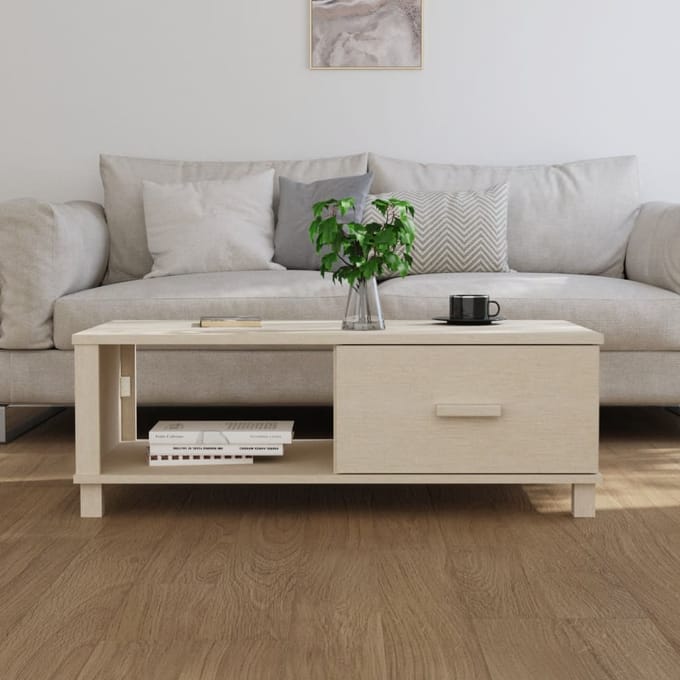 vidaXL - Salontafel - HAMAR - 100x55x35 - cm - massief - grenenhout - honingbruin