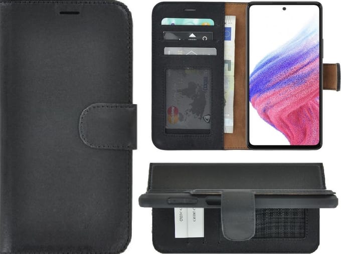 MoDo hoesje Geschikt voor Samsung Galaxy A73 5G - Leer Book Case - Zwart