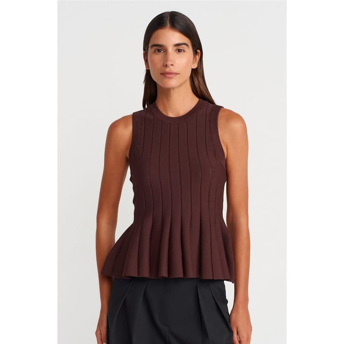 Geribbelde Mouwloze Rimpelblouse