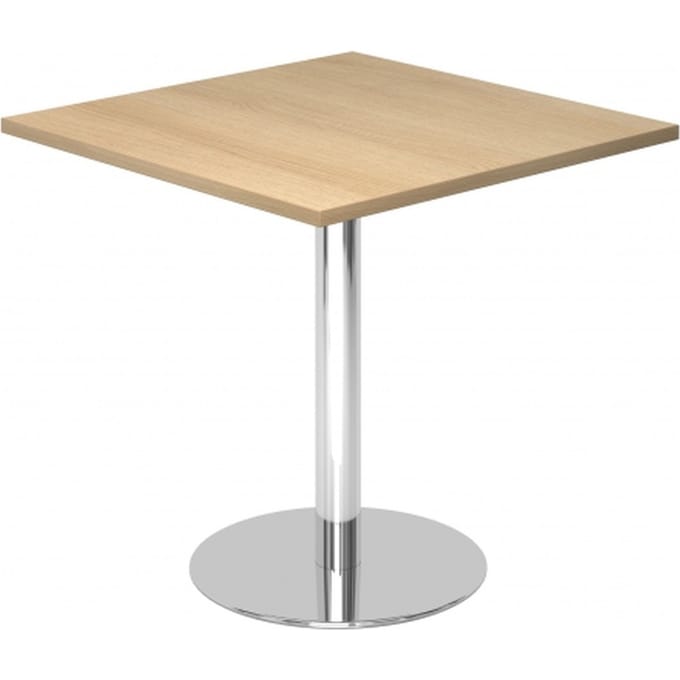 BISTRO F88Q C - Systeem conferentietafel 80 x 80 Chroom Eiken