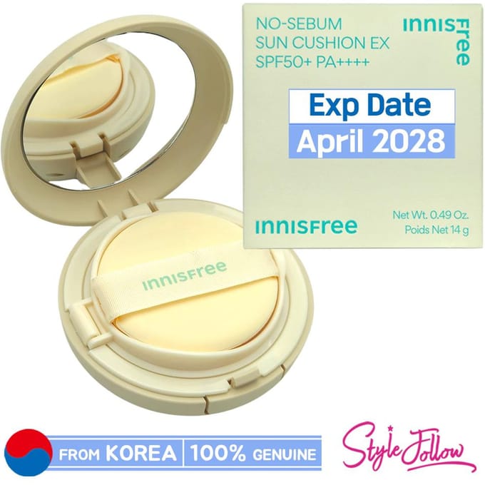 [INNISFREE] No Sebum Sun Cushion 15g (SPF50+/PA++++) 1pc + Sample Gifts beige
