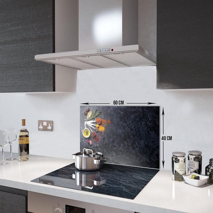 Kruiden Patroon Tempered Glas Spatbescherming Voor Achter de Kookplaat 40cm x 60cm