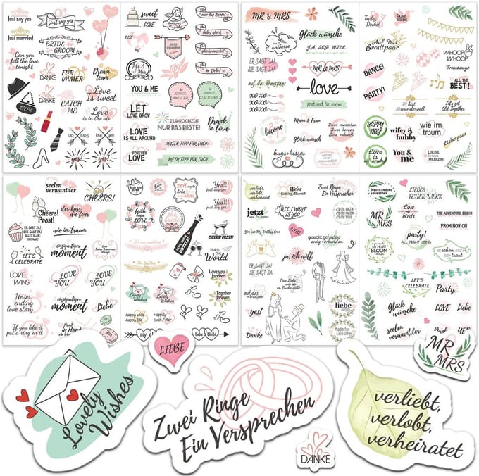 Dailygoods - Bruiloft Stickers - Vintage Guest Book - 8 Vellen