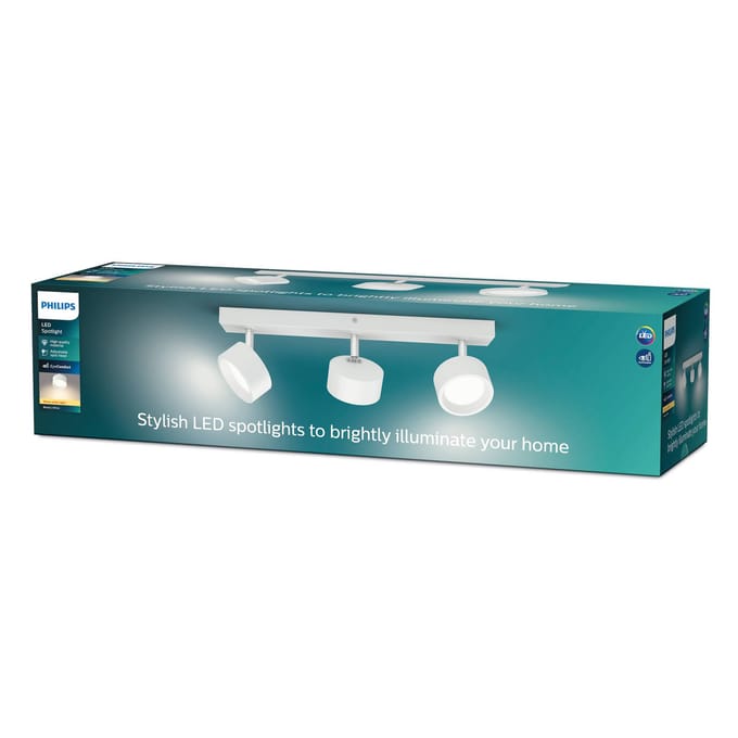 Philips Bracia LED plafondspot met 3-lamps, wit