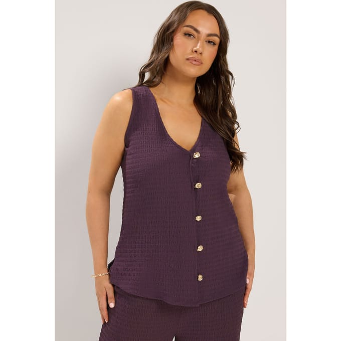 Yours Paars Gilet Met Structuurdessin Size 42