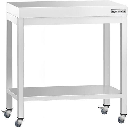 GGM Gastro Edelstahl Arbeitstisch PREMIUM - 800x600mm - mit Grundboden & Rollen